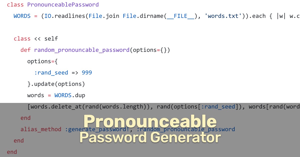Password Generator Pronounceable